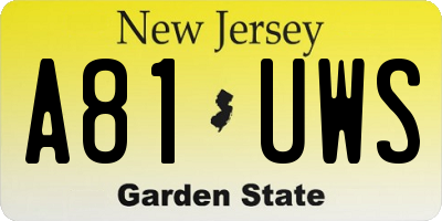 NJ license plate A81UWS