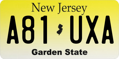 NJ license plate A81UXA