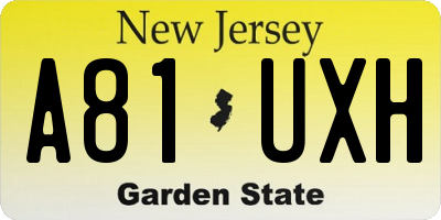 NJ license plate A81UXH