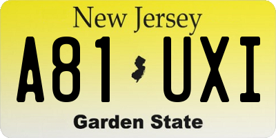 NJ license plate A81UXI