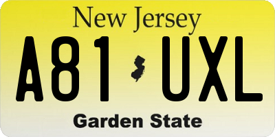 NJ license plate A81UXL