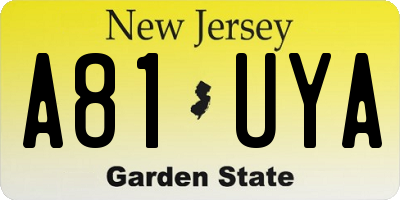 NJ license plate A81UYA