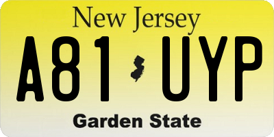 NJ license plate A81UYP