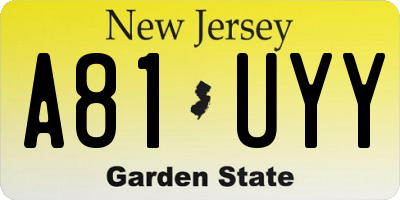 NJ license plate A81UYY