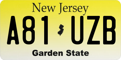 NJ license plate A81UZB