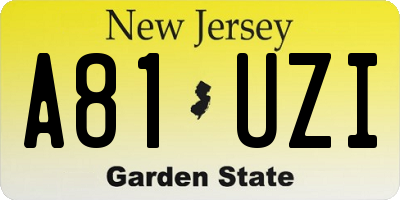 NJ license plate A81UZI