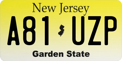 NJ license plate A81UZP