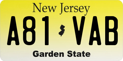 NJ license plate A81VAB