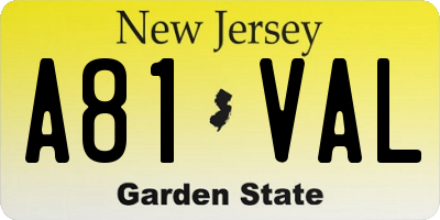 NJ license plate A81VAL