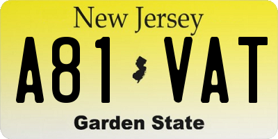 NJ license plate A81VAT