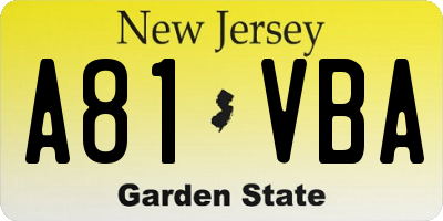 NJ license plate A81VBA
