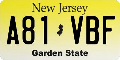 NJ license plate A81VBF