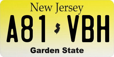 NJ license plate A81VBH