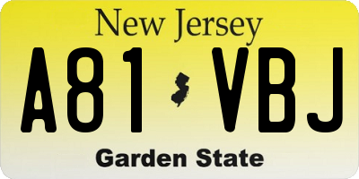 NJ license plate A81VBJ