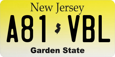 NJ license plate A81VBL
