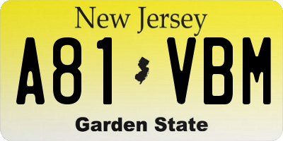 NJ license plate A81VBM