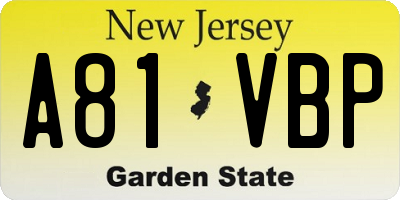NJ license plate A81VBP