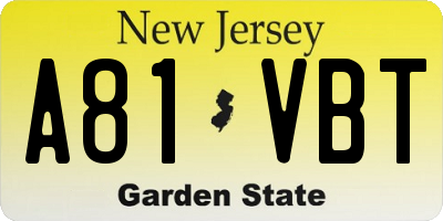 NJ license plate A81VBT