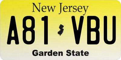 NJ license plate A81VBU