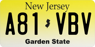NJ license plate A81VBV