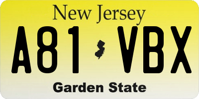NJ license plate A81VBX