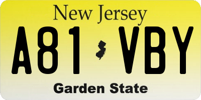 NJ license plate A81VBY