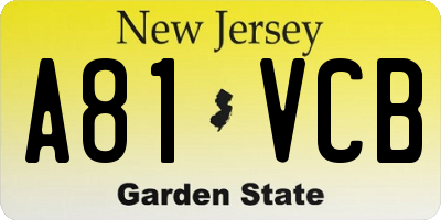 NJ license plate A81VCB