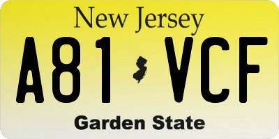 NJ license plate A81VCF