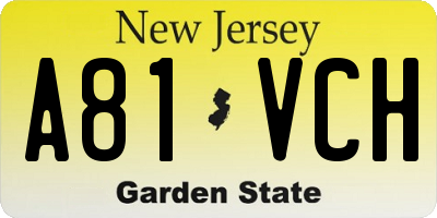 NJ license plate A81VCH