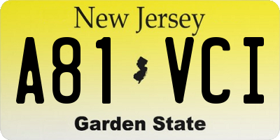 NJ license plate A81VCI