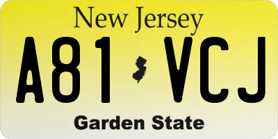 NJ license plate A81VCJ