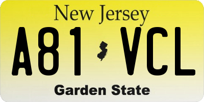 NJ license plate A81VCL
