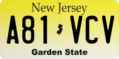 NJ license plate A81VCV