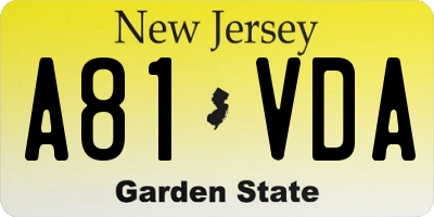 NJ license plate A81VDA