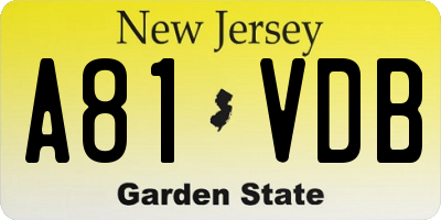 NJ license plate A81VDB