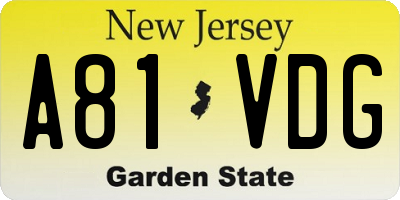 NJ license plate A81VDG