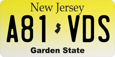 NJ license plate A81VDS