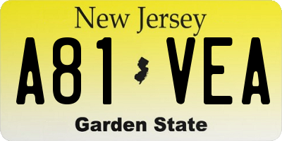 NJ license plate A81VEA