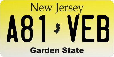 NJ license plate A81VEB
