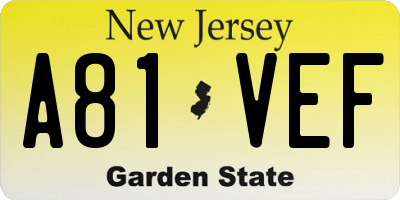 NJ license plate A81VEF