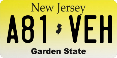 NJ license plate A81VEH
