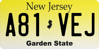 NJ license plate A81VEJ