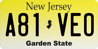 NJ license plate A81VEO