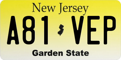 NJ license plate A81VEP