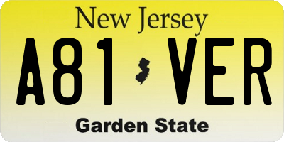 NJ license plate A81VER