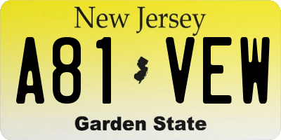 NJ license plate A81VEW