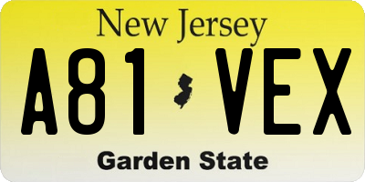 NJ license plate A81VEX