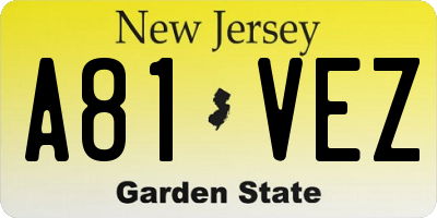 NJ license plate A81VEZ