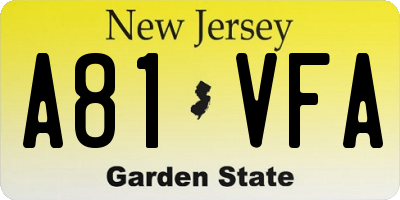 NJ license plate A81VFA