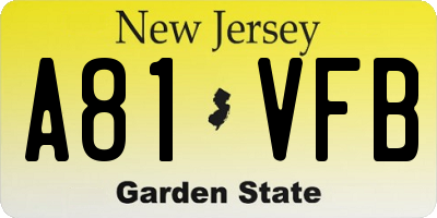 NJ license plate A81VFB